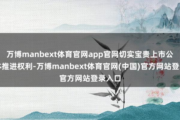 万博manbext体育官网app官网切实宝贵上市公司全体推进权利-万博manbext体育官网(中国)官方网站登录入口