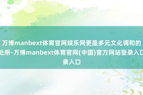 万博manbext体育官网娱乐网更是多元文化调和的处所-万博manbext体育官网(中国)官方网站登录入口