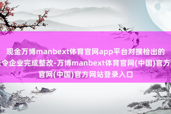 现金万博manbext体育官网app平台对搜检出的问题已限期责令企业完成整改-万博manbext体育官网(中国)官方网站登录入口